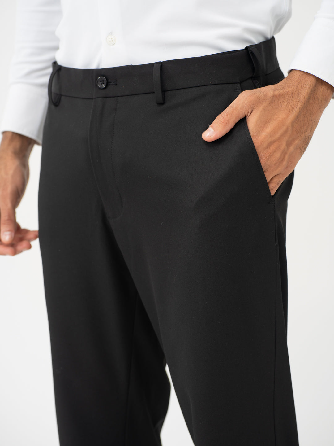 Brisk Black Water Repellent Relaxed Fit Stretch Formal Pant