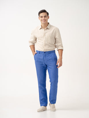 Lapis Blue 100% Linen Pants