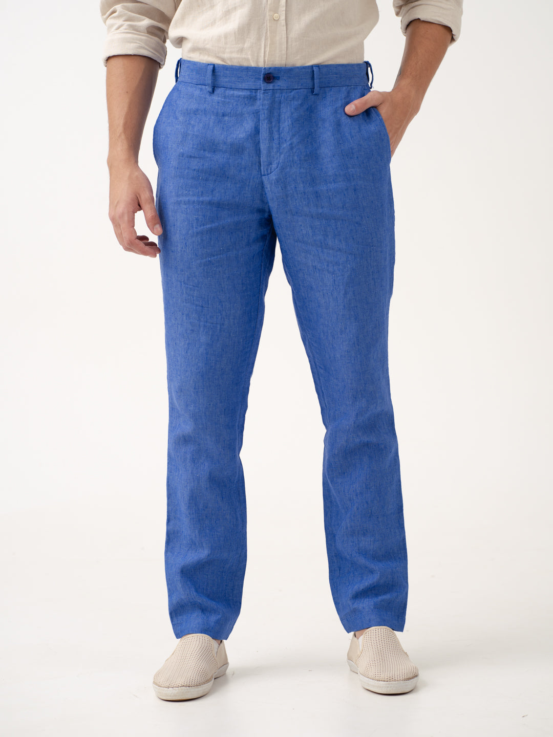 Lapis Blue 100% Linen Pants