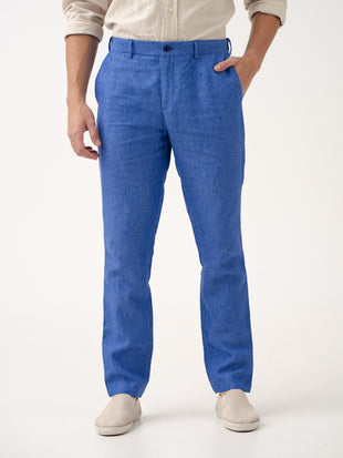 Lapis Blue 100% Linen Pants