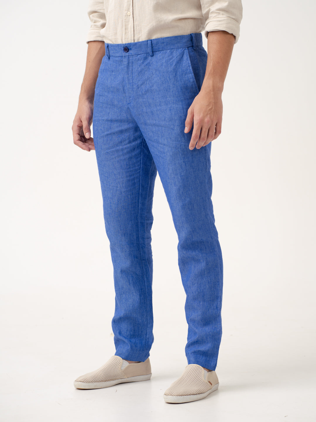 Lapis Blue 100% Linen Pants