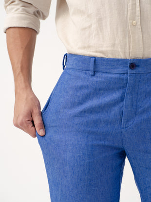 Lapis Blue 100% Linen Pants