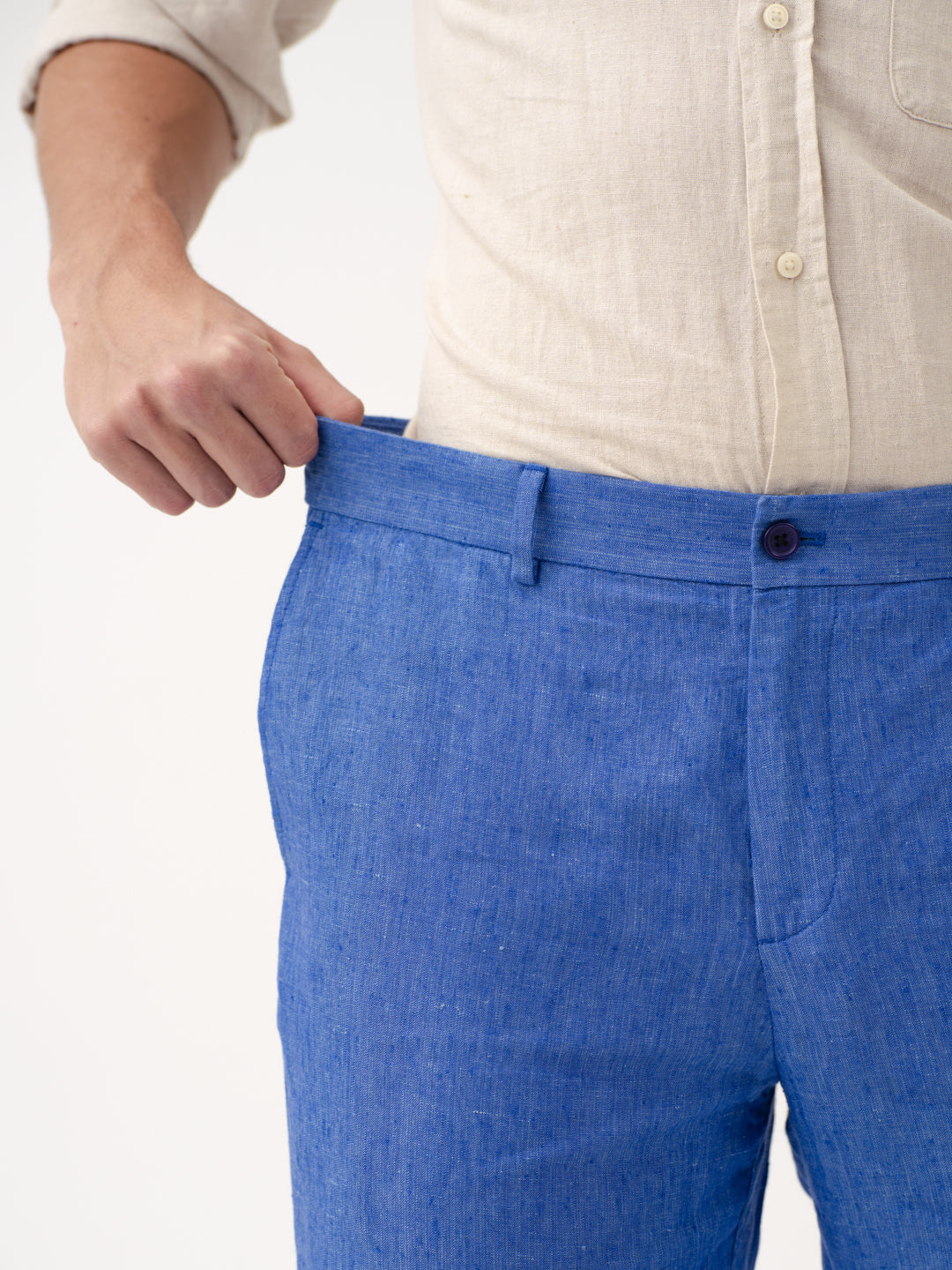 Lapis Blue 100% Linen Pants