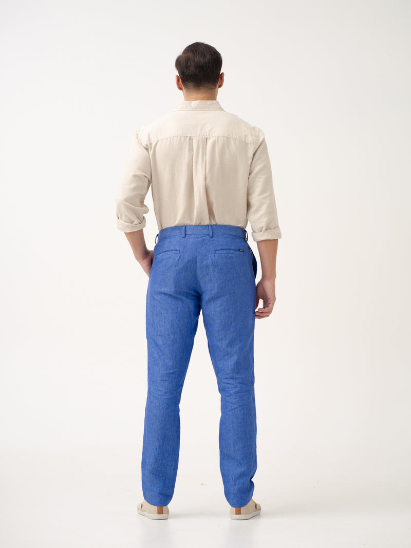 Lapis Blue 100% Linen Pants