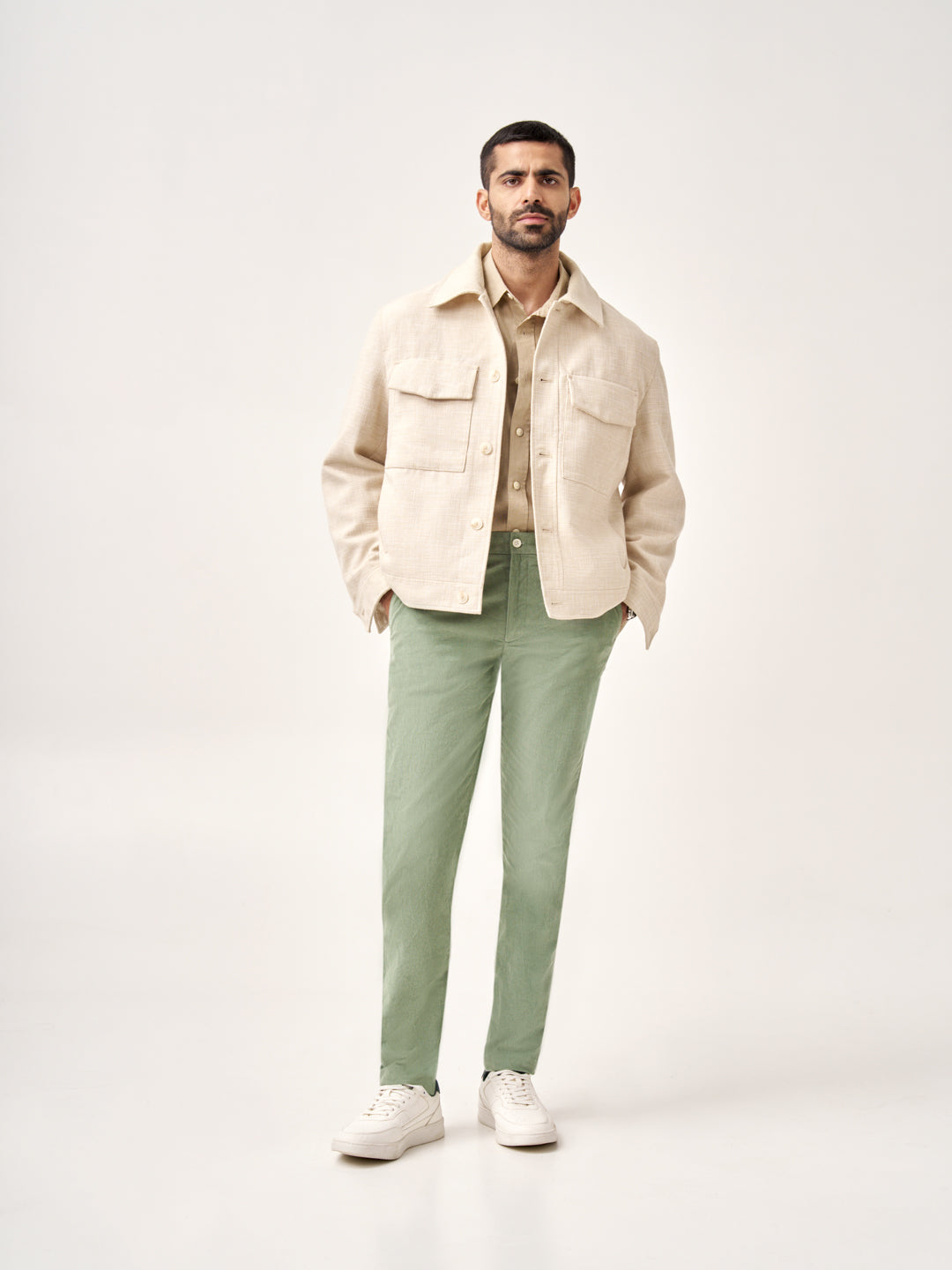 Aloe Green Corduroy Stretch Pants