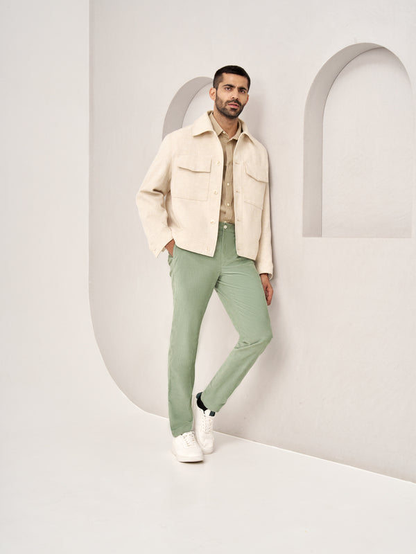 Aloe Green Corduroy Stretch Pants