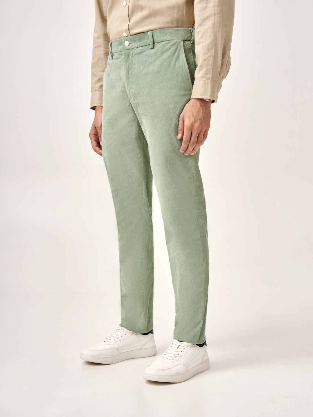 Aloe Green Corduroy Stretch Pants