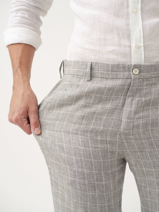 Glasgow Grey Checks 100% Linen Pants