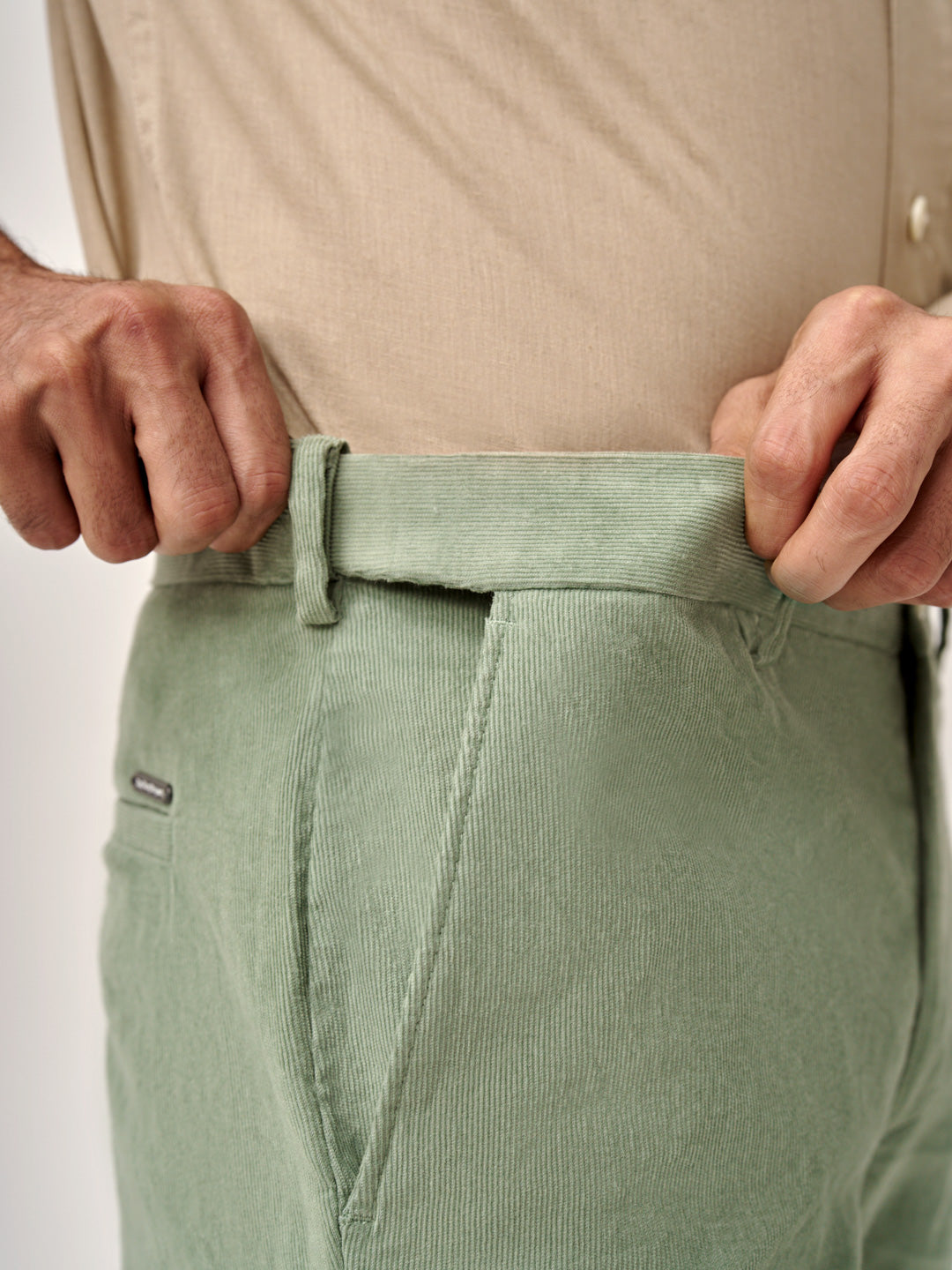 Aloe Green Corduroy Stretch Pants