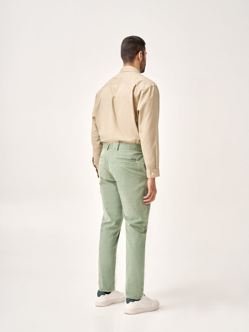 Aloe Green Corduroy Stretch Pants