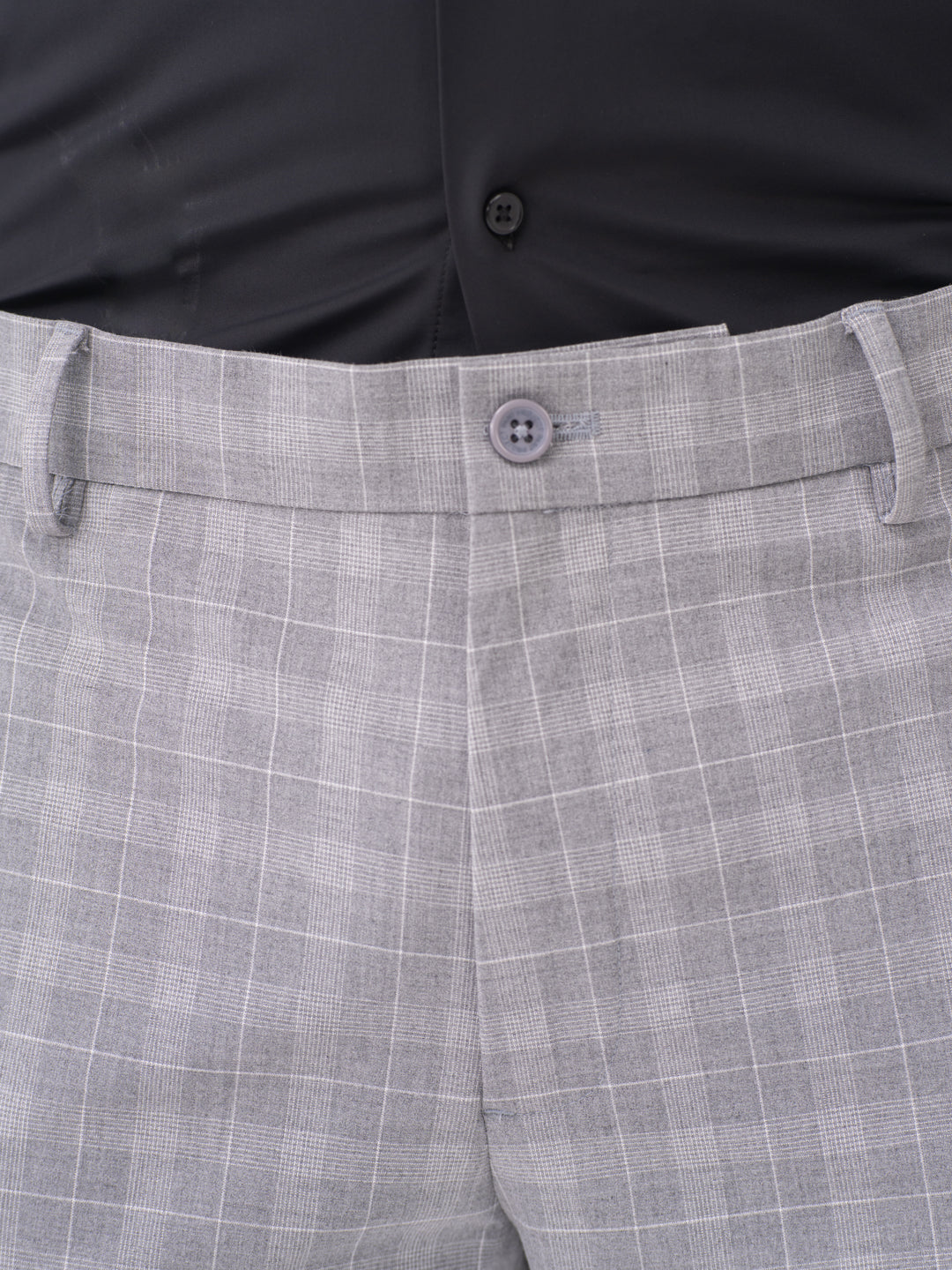 Lynx Grey Checks Slim Fit Stretch Formal Pants
