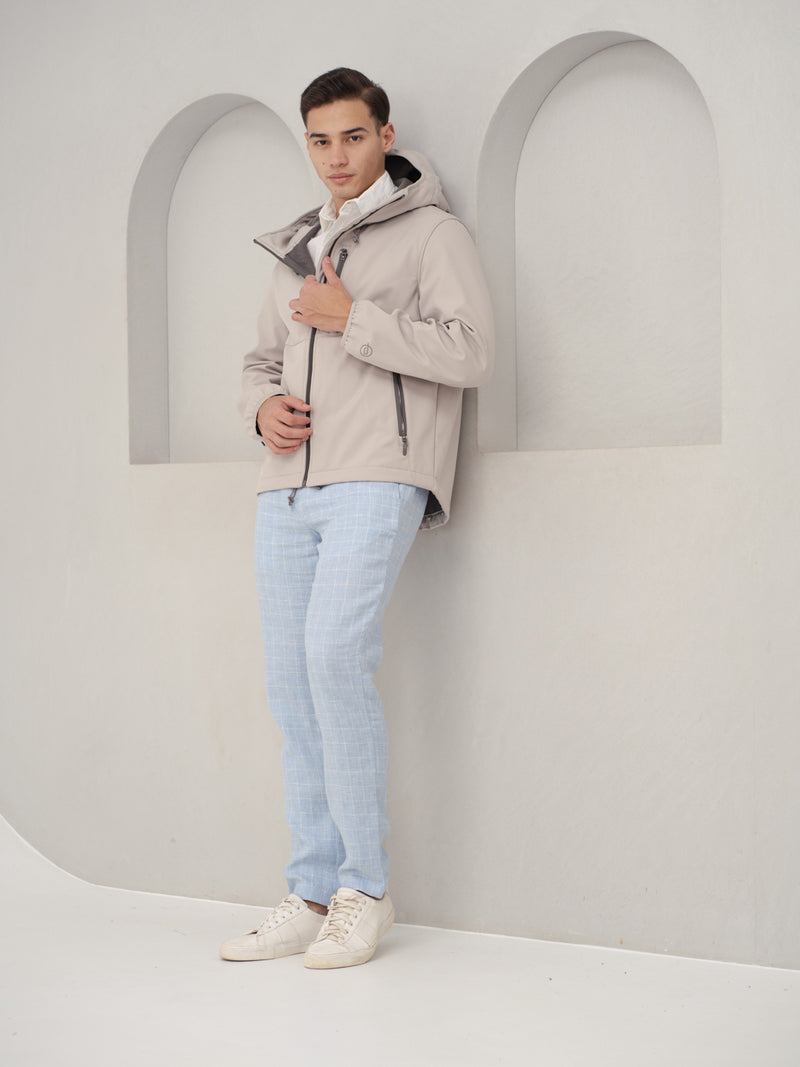 Coastal Blue Checks 100% Linen Pants