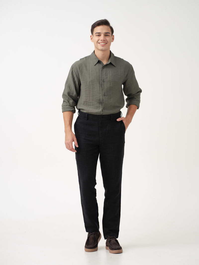 Rich Black 100% Linen Pants