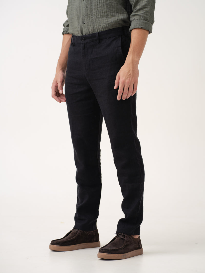 Rich Black 100% Linen Pants