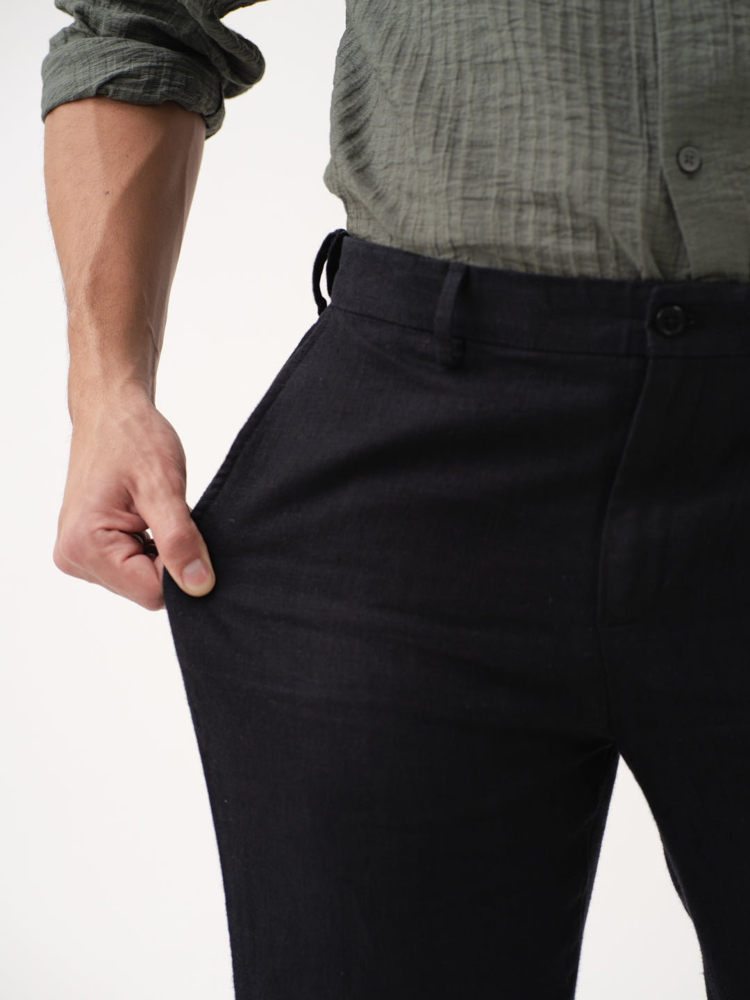 Rich Black 100% Linen Pants