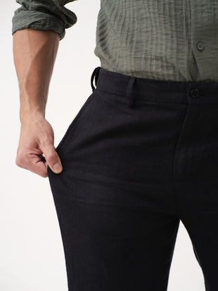 Rich Black 100% Linen Pants