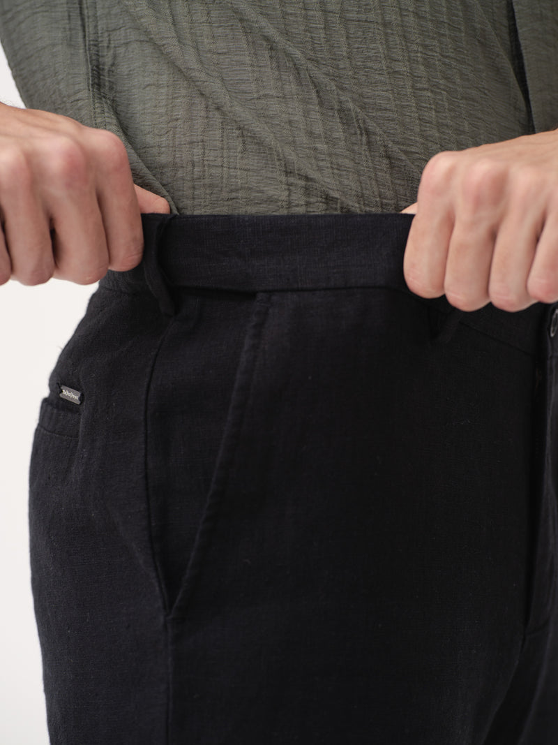 Rich Black 100% Linen Pants