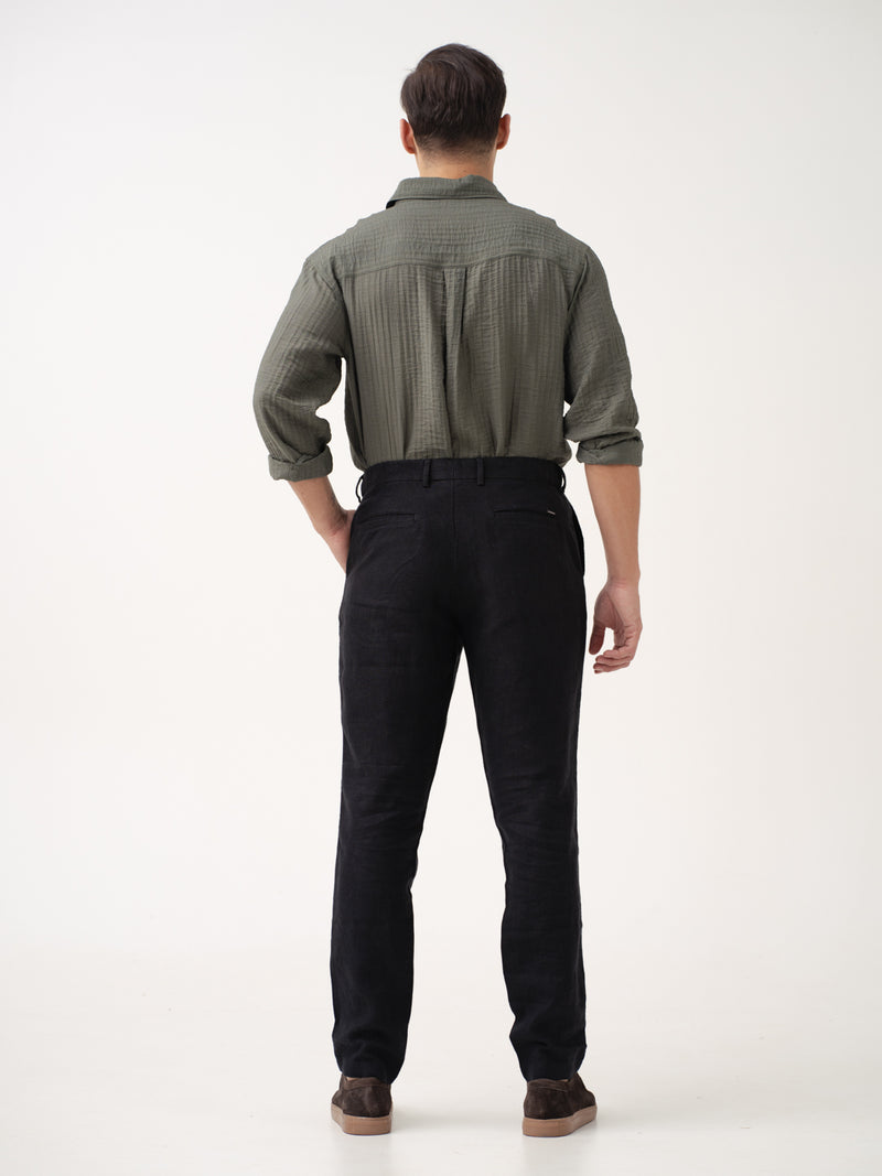 Rich Black 100% Linen Pants