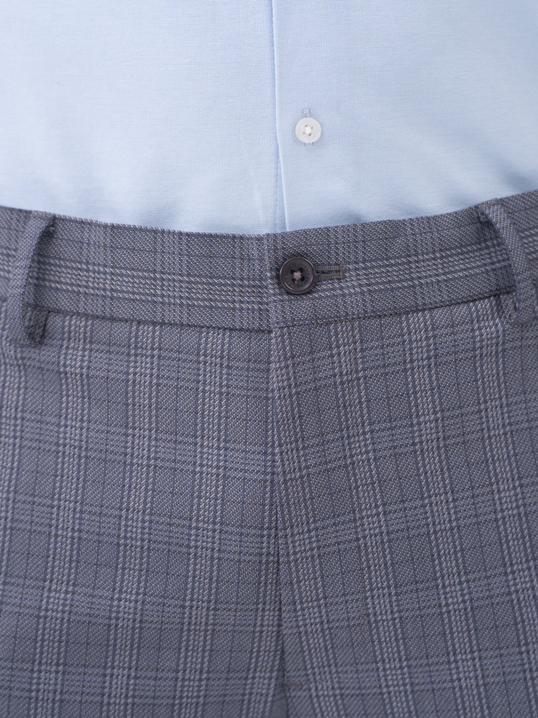 Mockingbird Grey Checks Slim Fit Stretch Formal Pants