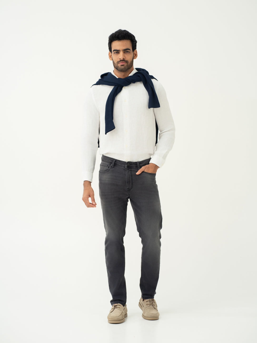 Edge Grey Whiskered Slim Fit Jeans