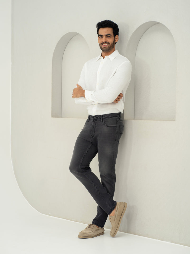 Edge Grey Whiskered Slim Fit Jeans
