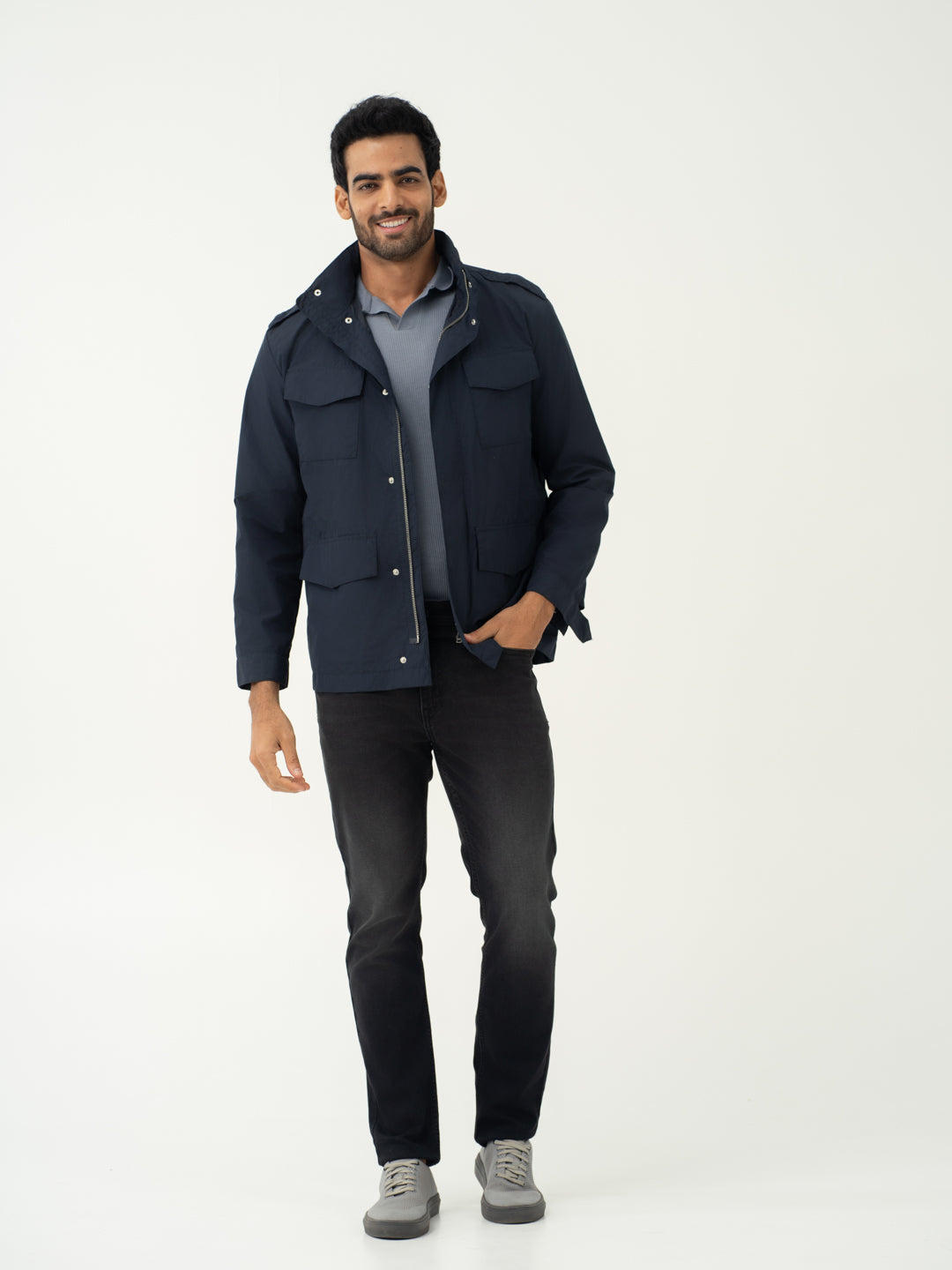 Forge Black Whiskered Slim Fit Jeans