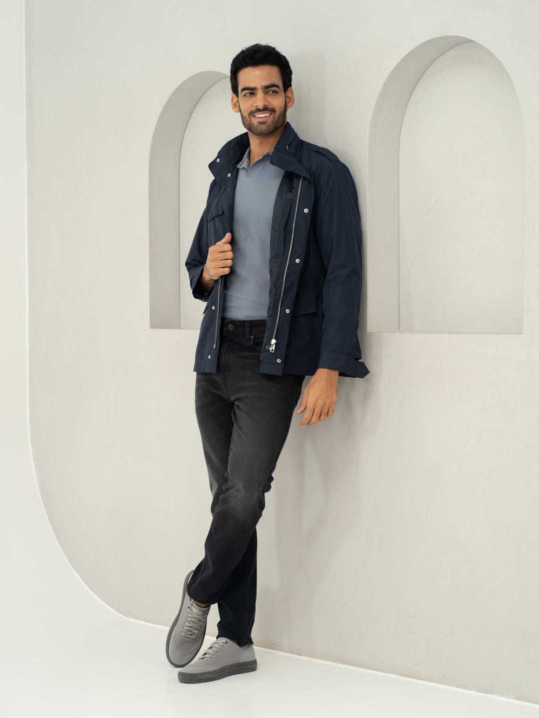 Forge Black Whiskered Slim Fit Jeans