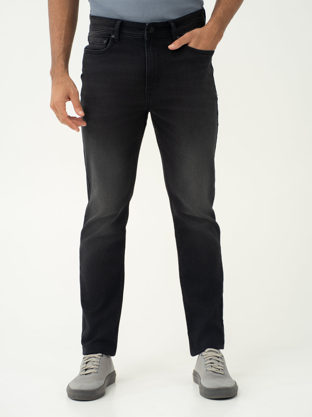 Forge Black Whiskered Slim Fit Jeans