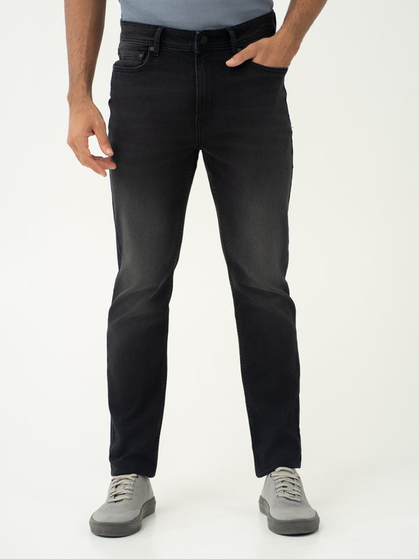Forge Black Whiskered Slim Fit Jeans