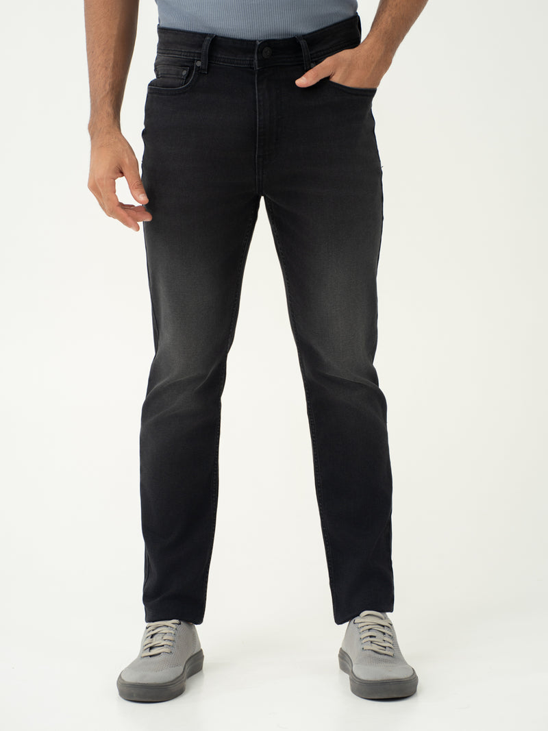 Forge Black Whiskered Slim Fit Jeans