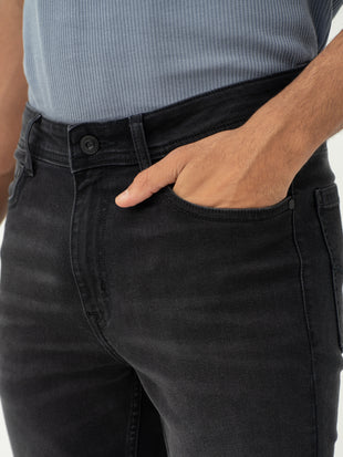 Forge Black Whiskered Slim Fit Jeans