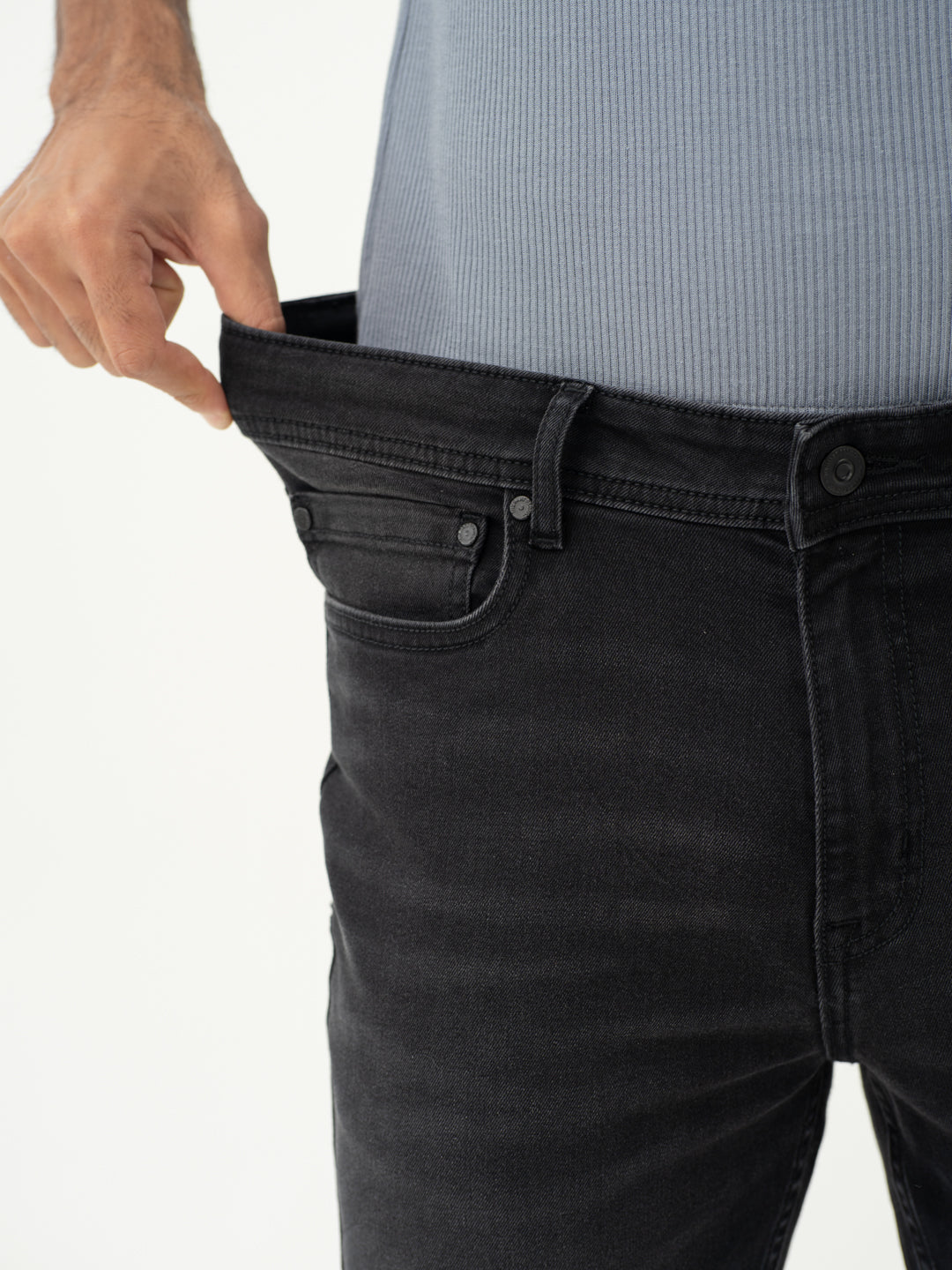 Forge Black Whiskered Slim Fit Jeans