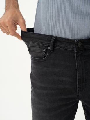 Forge Black Whiskered Slim Fit Jeans