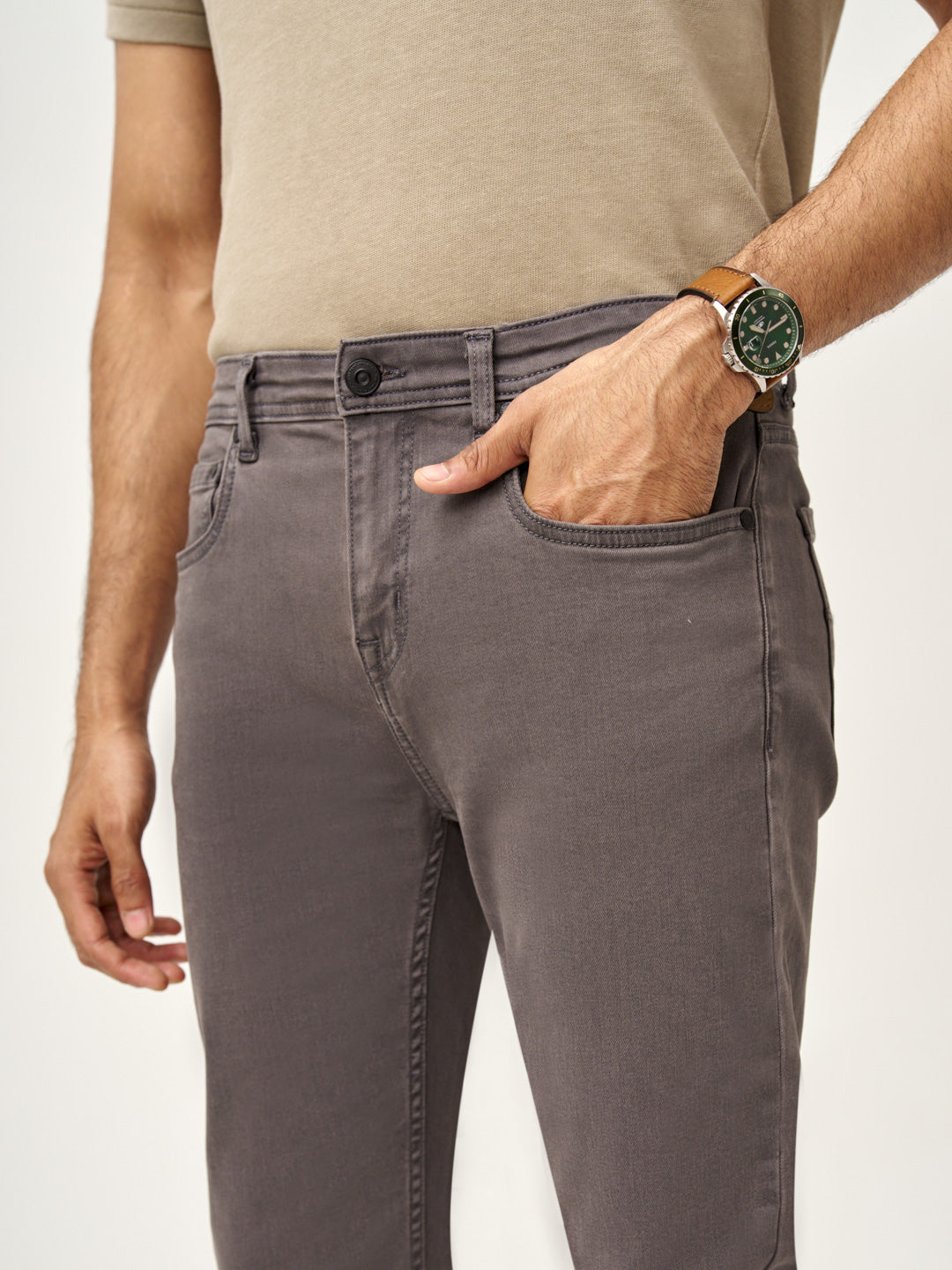 Charcoal Grey Power-Stretch Slim Fit Jeans