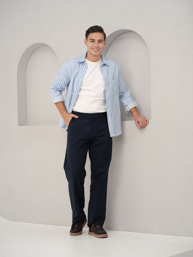 Marve Navy All Day Lounge Cotton Pants