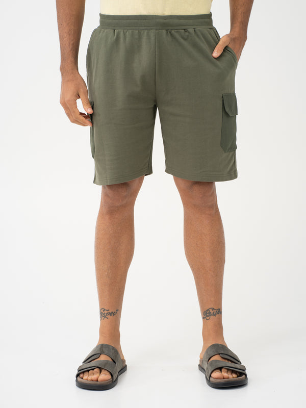 Grover Olive Relaxed Fit Cargo Sweatshorts