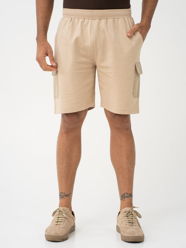 Brew Beige Relaxed Fit Cargo Sweatshorts