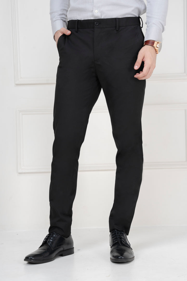 Brisk Black Water Repellant Slim Fit Stretch Formal Pants