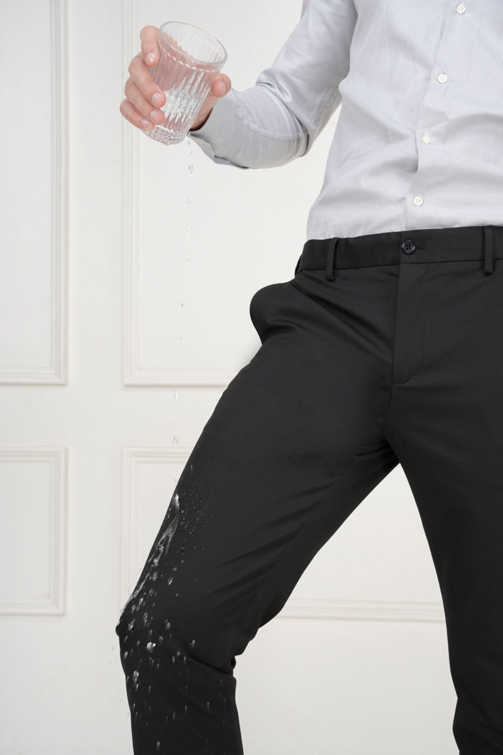 Brisk Black Water Repellant Slim Fit Stretch Formal Pants