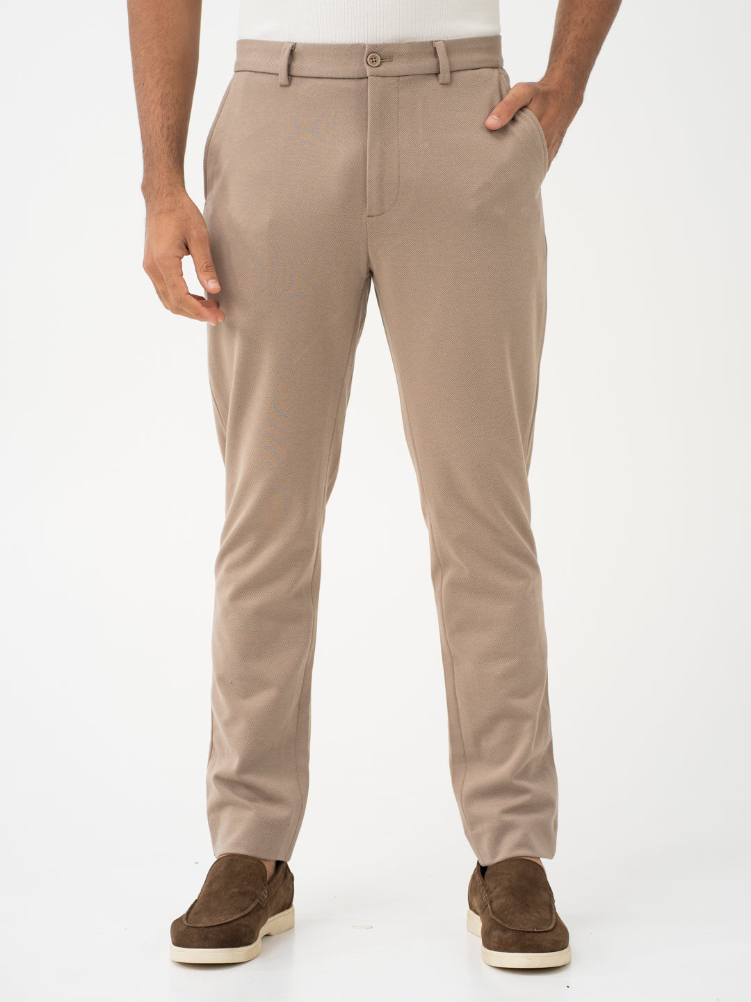 Thistle Beige Twill Slim Fit Power Stretch Pants