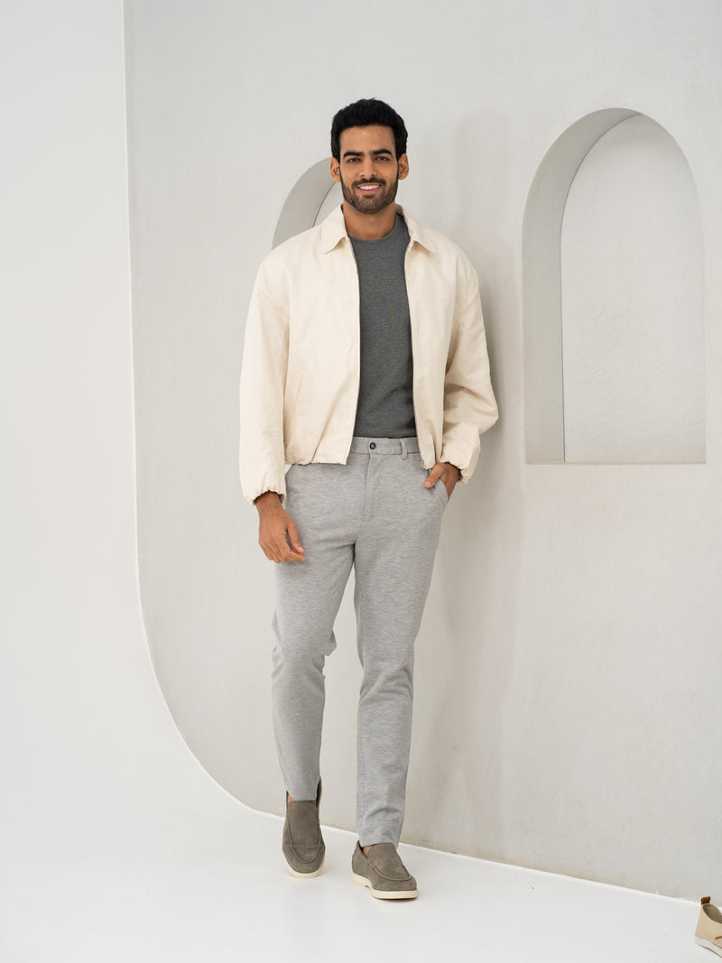 Lichen Grey Twill Slim Fit Power Stretch Pants