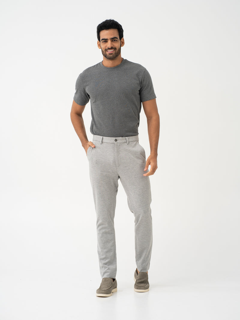 Lichen Grey Twill Slim Fit Power Stretch Pants