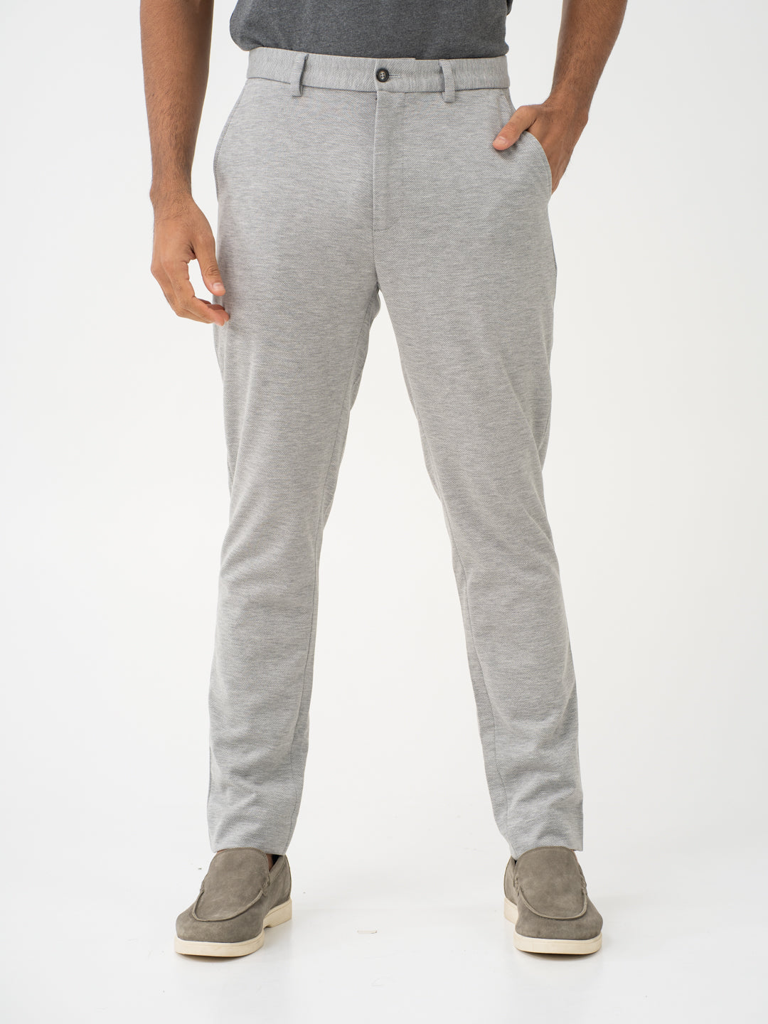 Lichen Grey Twill Slim Fit Power Stretch Pants