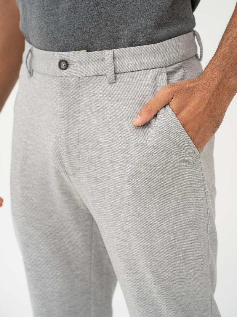 Lichen Grey Twill Slim Fit Power Stretch Pants