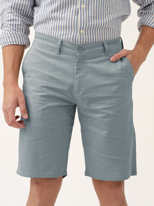 Front view of grey chino shorts by Pant Project