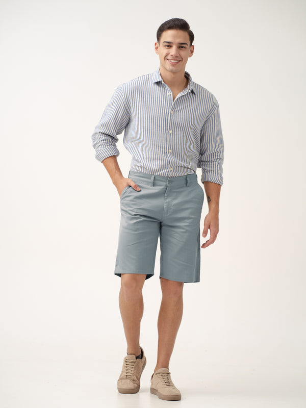 Full view of grey chino shorts by Pant Project