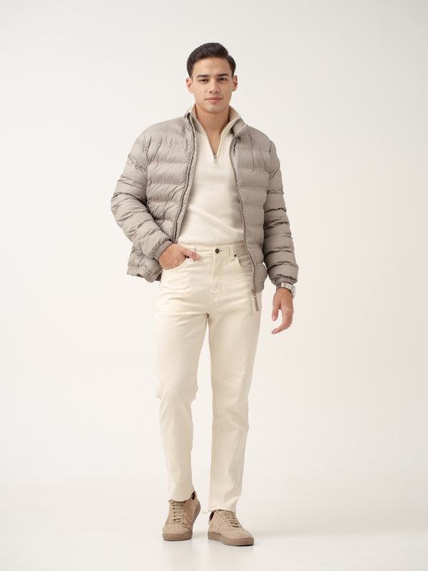 Ecru Beige Relaxed Fit Jeans