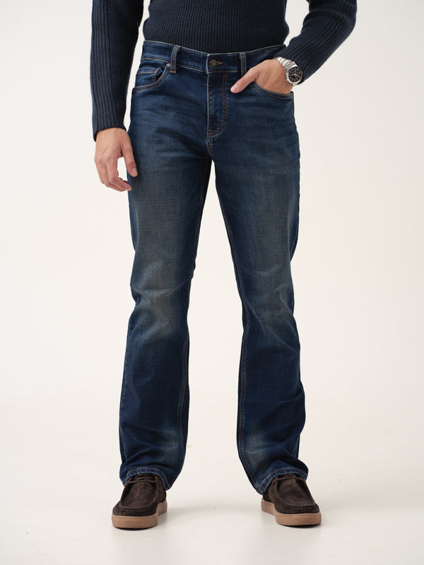 front view of blue jeans by pant project with classic fit