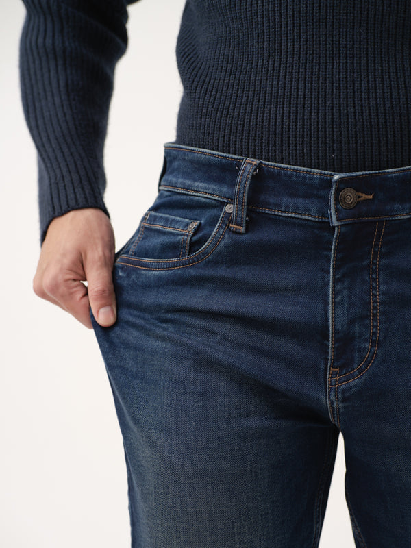 close up view of blue jeans by Pant Project with classic fit