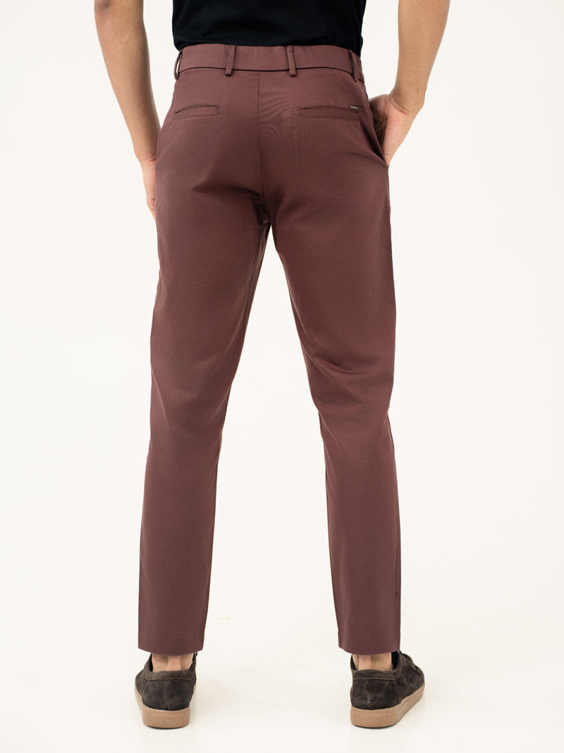 Nodrip Brown Water Repellent Slim Fit Stretch Chinos